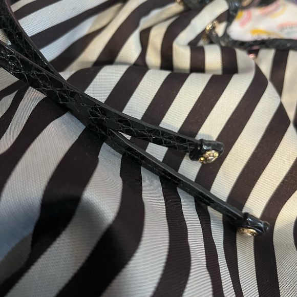 Henri Bendel Vintage Bag - Signature Brown Stripe - gold hardware- black leather - Picture 2 of 4